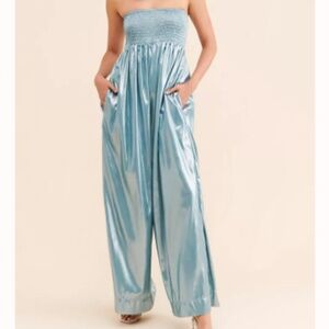 Free People Julie Metallic Jumpsuit in Mountain Jubilee sz xs NWT
